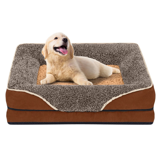 Dog Beds for Small Dogs Orthopedic Dog Bed Sofa Large Medium Small, Supportive Egg Crate Foam Pet Couch Bed with Removable Washable Cover Non Skid Bottom, S, Grey